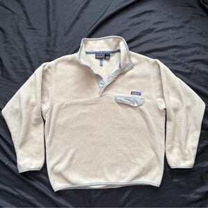 Patagonia Baggy Relaxed Fit Cream Fleece Synchilla Snap-T Pullover Jacket Mens